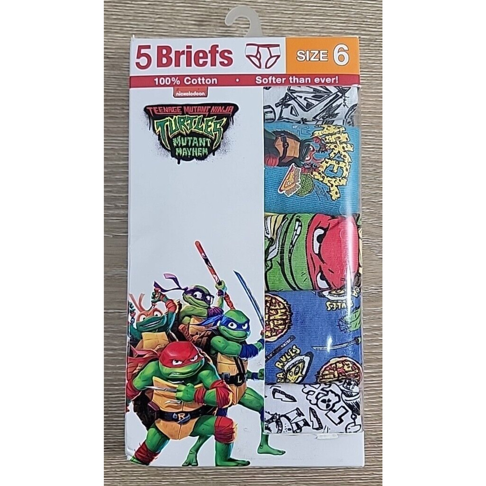 NEW Teenage Mutant Ninja Turtles 5-Pack Boys' 100% Cotton Briefs‎ Size 6